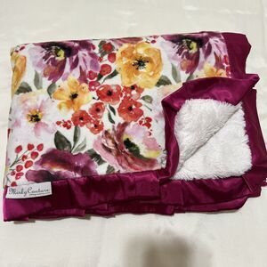 Minky Couture Fleece Blanket 52x36 Pink Baby Girl Plush Pleated Satin Throw
